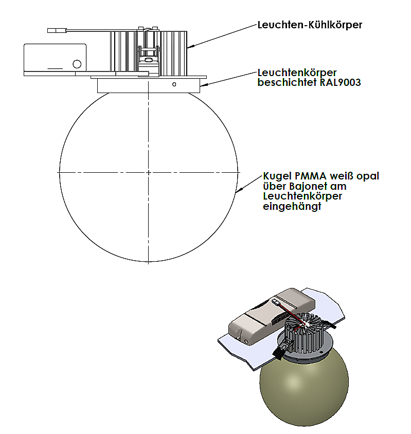 Sonderleuchte LED-Kugelleuchte für Deckeneinbau - Sonderleuchte LED-Kugelleuchte für Deckeneinbau