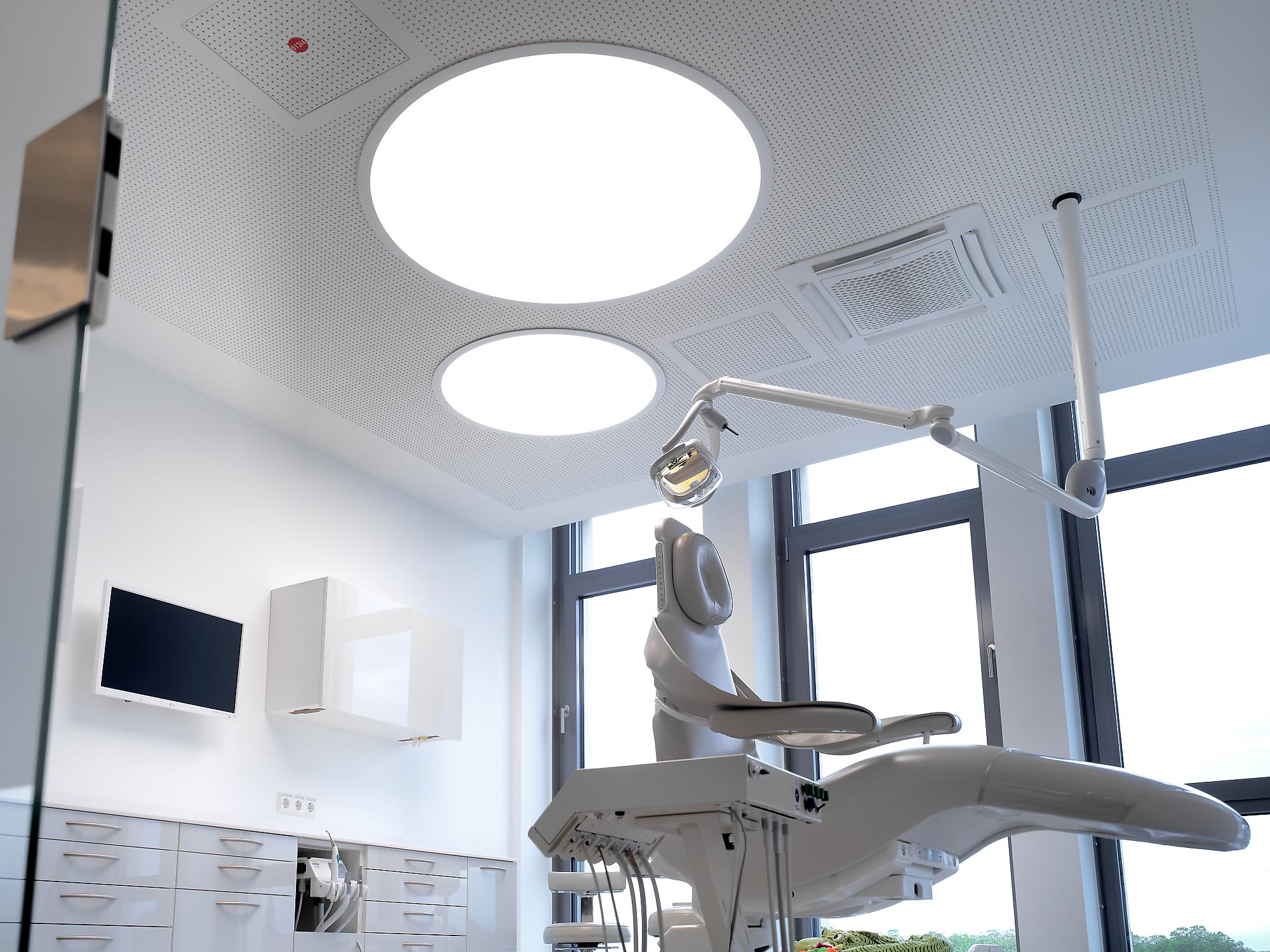 Zahnarztpraxis Dentabellion - Behandlungsräume, Arztzimmer, Aufwachraum, Warteraum, Küche, Nebenräume, Büro, Backoffice, Beratung, Empfang, Flure, Labor, Vorbereitung